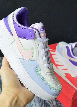 Nike air force shadow білі фіолетові жіночі кросівки прес-шкіра розмір 40/25,5 см 36