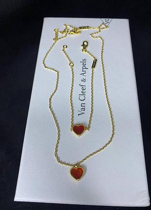 💎new💎брендовый комплект браслет и подвеска сердце vca , van cleef, ван клиф , 🍀♥️