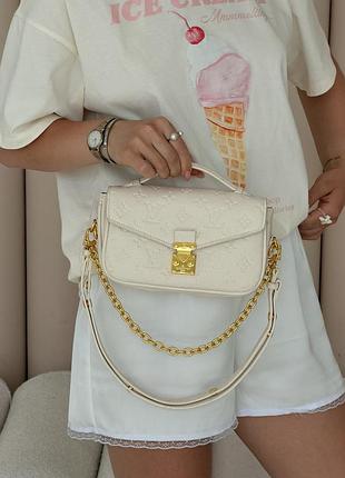 Брендовая сумка кросс боди для женщины louis vuitton женская городская сумочка луи витон кожаная сумка для девушки через плече молочный
