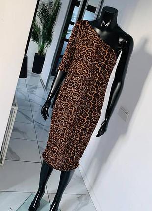 Леопардовое платье на одно плечо dorothy perkins (размер uk 6 / xs)