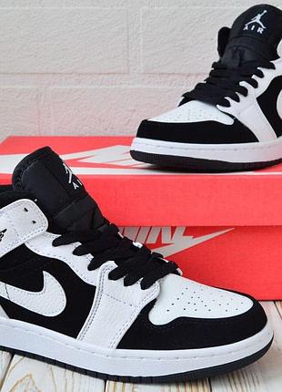 Nike air jordan 1 retro низькі білі чорні топ шкіряні кросівки унісекс 36,5/23 см 36