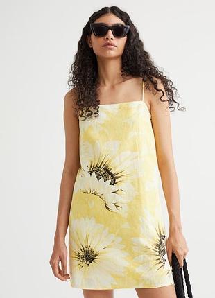Лляний легкий літній сарафан сукня плаття в соняшники h&m