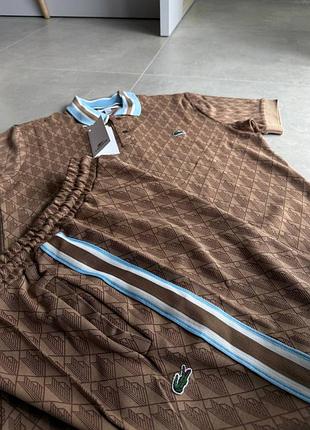 Спортивный летний костюм lacoste monogram broun 🔥