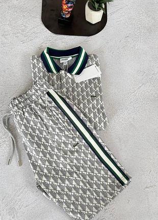 Спортивный летний костюм lacoste monogram grey