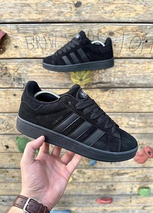 Adidas campus all black замшевые, кеды кроссовки мужские адидас кампус черные замшевые