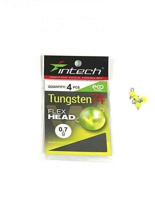 Груз чебурашка разборная 0,7г 4шт/уп tungsten 74 gloss chartreuse uv тм intech