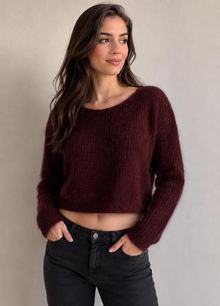 🍷 свитер nile mohair & wool бордовый укороченный мохер шерсть xs/s ✨🤎