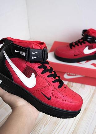 Nike air force 1 mid lv8 червоні чорні унісекс кросівки для хлопчика 37/23,5 см 36