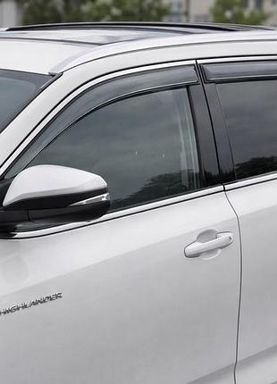 Ветровики с хромированным молдингом niken luxury (6 шт) для toyota highlander 2013-2019 гг