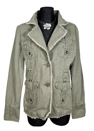 Винтажный короткий пиджак карго  хаки casual vintage 2000s y2k