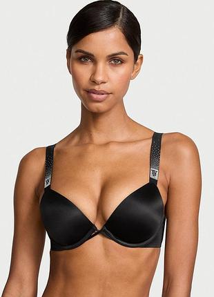 Бюстгальтер victoria's secret (41428975966) scattered shine strap push-up bra 75b чорний