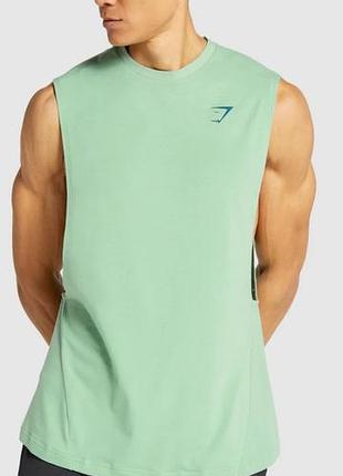 Майка мужская спортивная gymshark bold drop arm tank -green s