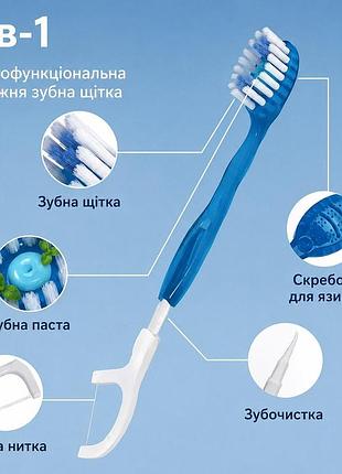 Багатофункціональна дорожня зубна щітка 5 в 1 з ароматом м'яти
