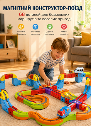 Магнітний конструктор поїзд magnetic diy rail car