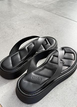 Шкіряні в'єтнамки omg shoes nice чорні 39 розмір