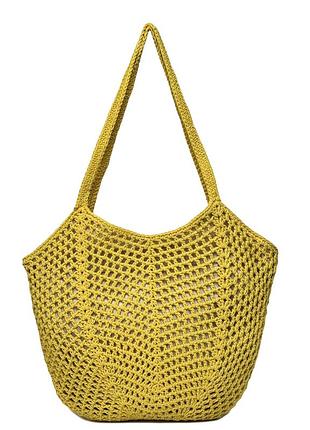 Плетена літня сумка текстиль жовтий арт.2011 yellow (54)