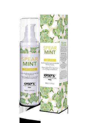 Разогревающее массажное масло со вкусом мяты exsens organic spear mint, 50 мл. (срок 07.2026)