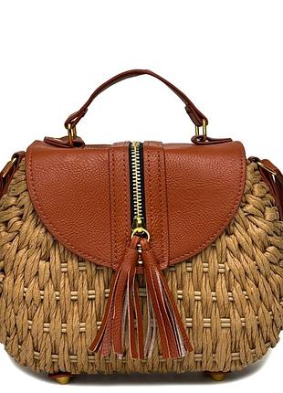 Невелика модна сумка солома бежевий арт.1963 beige (54)