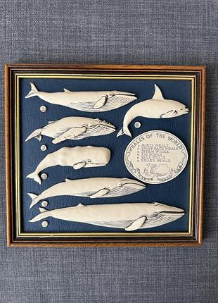 Вінтажне настінне панно-барельеф «whales of the world» (велика британія