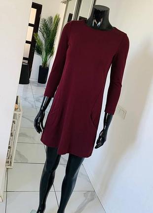 Базовое винное платье с карманами h&m (uk 4 / xs)