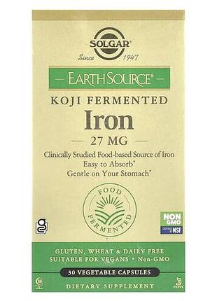 Solgar koji fermented iron 27 mg 30 веганських капсул