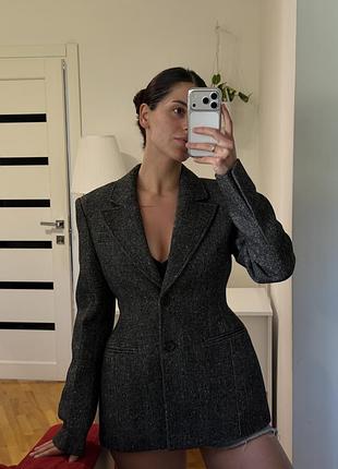Піджак пісочний годинник zara з вовни