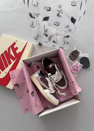 Air jordan retro 1 x travis scott | brown / pink premium (3)