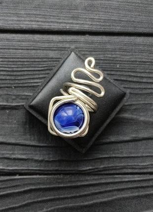 Кольцо с синим камнем 7
