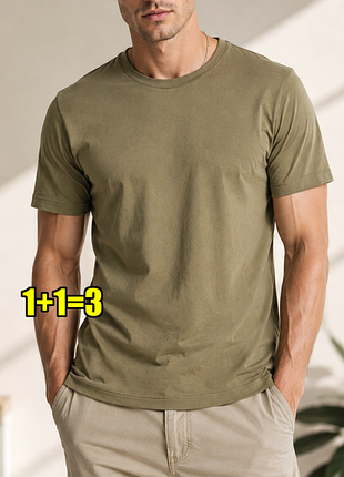 🤩1+1=3 фірмова чоловіча футболка хакі бавовна asos, розмір 44 - 46