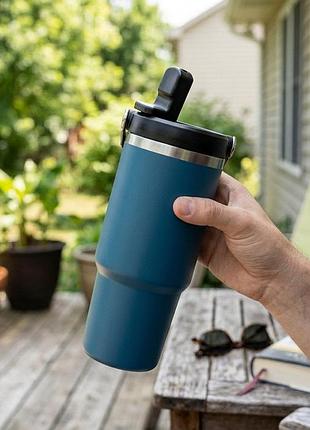 Термокухоль travel cup 900 мл з ручкою та кришкою-поїлкою blue