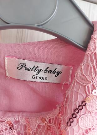 Розовое нарядное платье для девочки 6м pretty baby 5