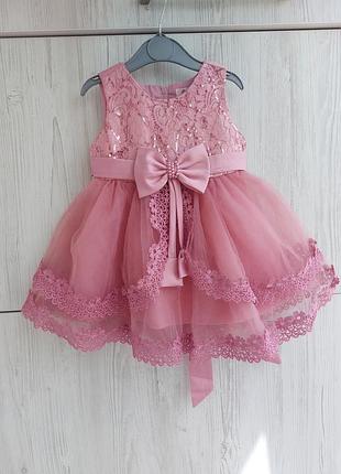 Розовое нарядное платье для девочки 6м pretty baby