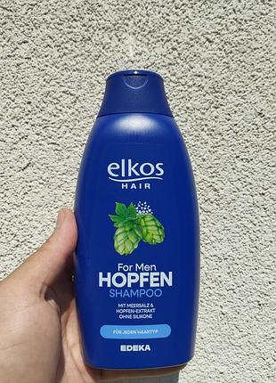 Чоловічий шампунь elkos hair for men hopfen 500 мл з екстрактом хмелю та морською сіллю