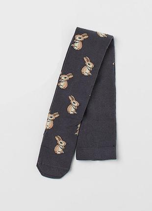 Колготки хлопковые с принтом для девочки h&m 0665542-027 122-128 см (6-8 years) серый