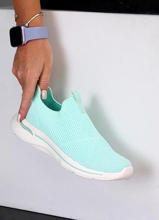 Летние эластичные спортивные мокасины цвет мятный 39