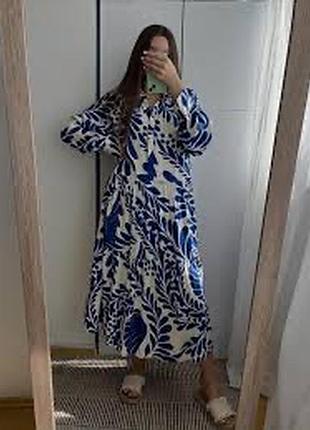 Сукня довга у синій принт h&m