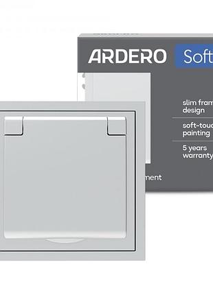 Розетка ardero er131-s soft 16а c заземлением крышкой и шторками серебро