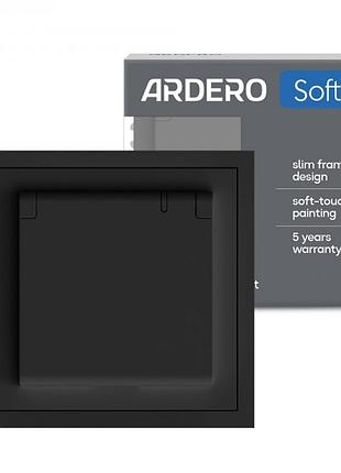 Розетка ardero er131-b soft 16а c заземлением крышкой и шторками черная