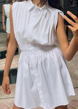 Міні-сукня-сорочка з еластичним поясом від zara, розмір l❤️