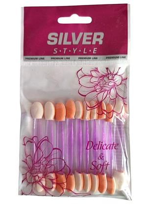 Аплікатор для макіяжу silver style sa-05 двосторонній бузковий 6,5 см 10 шт. 0057