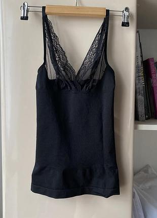 Майка чёрная бандажная утятивающая кружевная ne intimissimi zara gepur