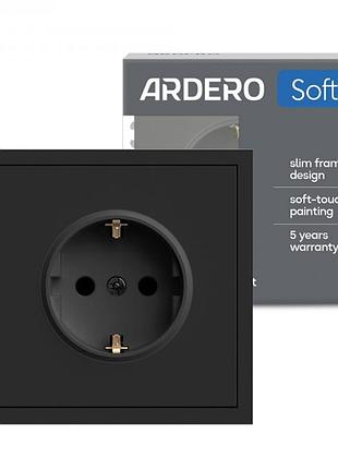 Розетка ardero er121-b soft 16а с заземлением черная