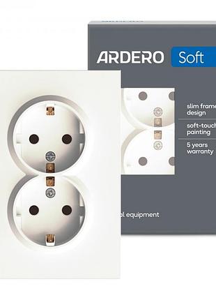 Розетка подвійна ardero er122-w soft 16а із заземленням біла
