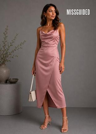 Нова сатинова міді сукня на бретелях missguided