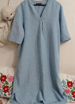 Платье-туника marks &amp; spencer, р. 14 (l/xl), 100% лен, цвет шамбре
