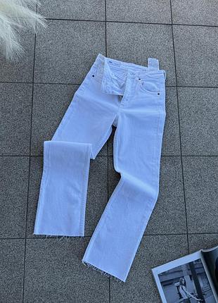 Білі джинси zara cropped flare вкорочений кльош