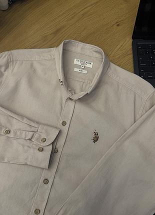 Чоловіча бежева вафельна сорочка uspa u.s. polo assn (ralph lauren)