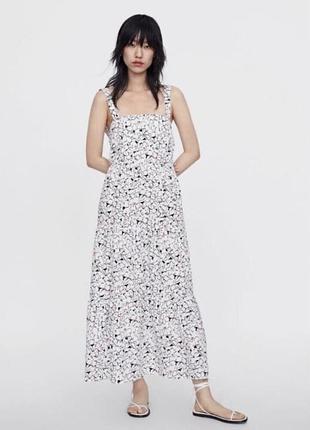 Ніжний сарафан в квітковий принт з відкритою спинкою zara, оригінал
