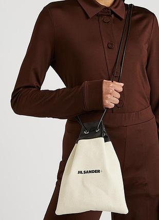 Сумка jil sander cream canvas pouch кожа шкіра