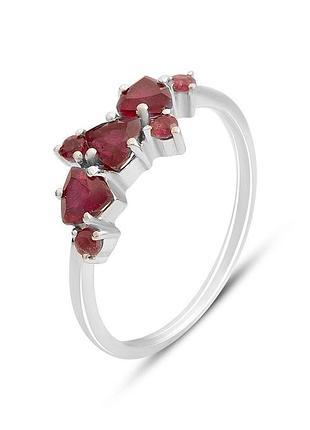 Срібне родоване кільце з натуральним рубіном 1.162ct, проба 925, розмір 17, вага 1.86г